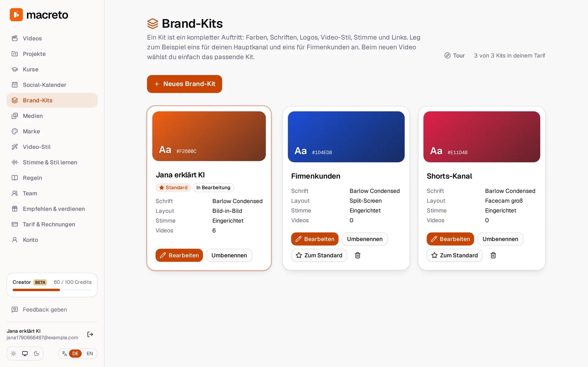 Macreto: Ein Kit pro Kanal oder Kunde